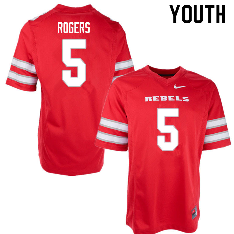 Youth #5 Justin Rogers UNLV Rebels College Football Jerseys Sale-Red - Click Image to Close